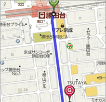 勝田台駅A2出口からの地図
